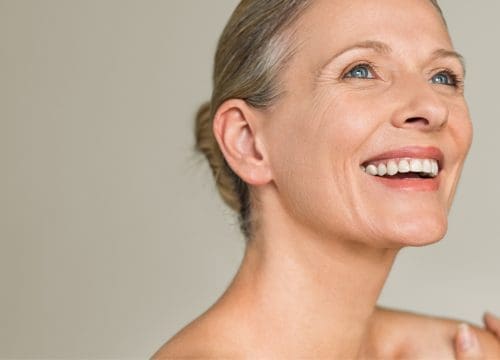 Happy woman with aging skin
