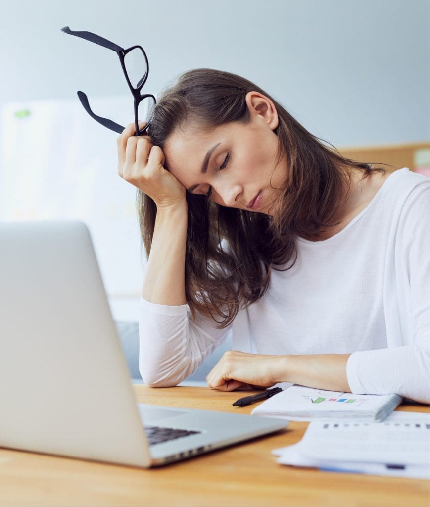 Frustrated woman on a laptop